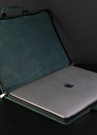 Шкіряний чохол для macbook, дизайн №31, вінтажна шкіра, колір зелений4 фото