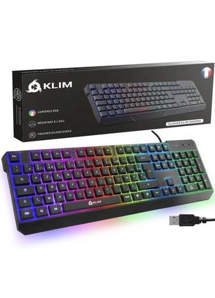 Игровая клавиатура klim chroma qwerty с кабелем usb - новинка 2023 года - водонепроницаемая, бесшумная клавиат