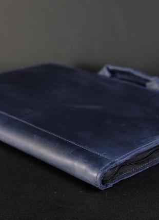 Чехол для macbook винтажная кожа цвет синий3 фото
