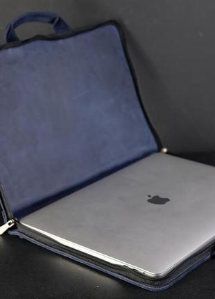 Чехол для macbook винтажная кожа цвет синий4 фото