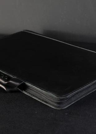 Чохол для macbook шкіра італійський краст колір чорний2 фото
