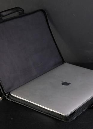Чехол для macbook кожа итальянский краст цвет черный4 фото