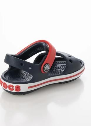 Крокс сандалии детские синие crocs crocband sandal kids navy/red3 фото