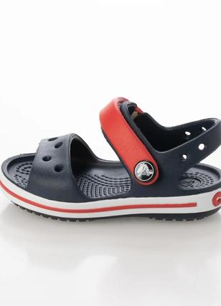 Крокс сандалии детские синие crocs crocband sandal kids navy/red4 фото