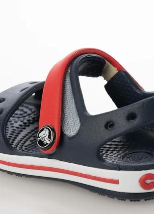Крокс сандалии детские синие crocs crocband sandal kids navy/red7 фото