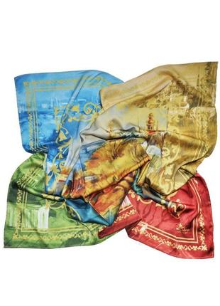 Большой дизайнерский шелковый платок "киевские мотивы. четыре сезона", 90 на 90 см4 фото