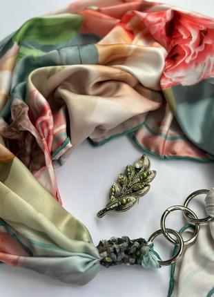 Дизайнерский платок "вдохновение весной " коллекция vip от бренда my scarf, подарок женщине5 фото