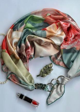 Дизайнерский платок "вдохновение весной " коллекция vip от бренда my scarf, подарок женщине