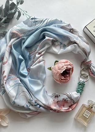 Дизайнерский платок "голубой сад" коллекция vip от бренда my scarf