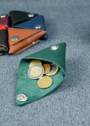Кожаная монетница, кожа итальянский краст, цвет зеленый2 фото