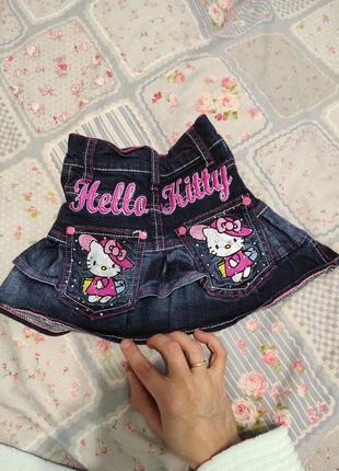 Джинсовая юбка hello kitty