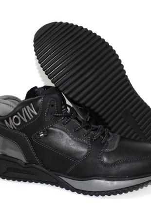 Чоловічі спортивні черевики з натуральної шкіри чорний2 фото