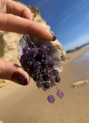 Серьги - грозди из аметиста ′гроздь винограда′5 фото