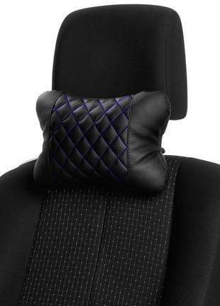 Подушка на подголовник от carbag черная с синей ниткой2 фото