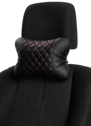 Подушка на подголовник от carbag черная с красной ниткой2 фото