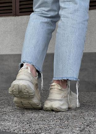Стильные бежевые женские удобные кроссовки на платформе, весенние,осенни, кожа кожа кожа демисезон5 фото