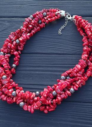 Комплект намисто, браслет і сережки з натуральних коралів5 фото