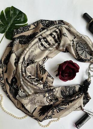 Дизайнерська хустка "осіння казка" від бренду my scarf,  прикрашена агатом1 фото