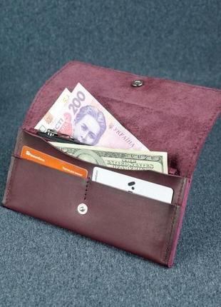 Жіночий шкіряний гаманець флай, італійський краст, колір бордо2 фото