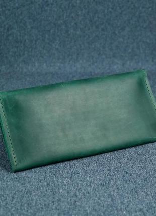 Женский кожаный кошелек флай, винтажная кожа, цвет зеленый4 фото