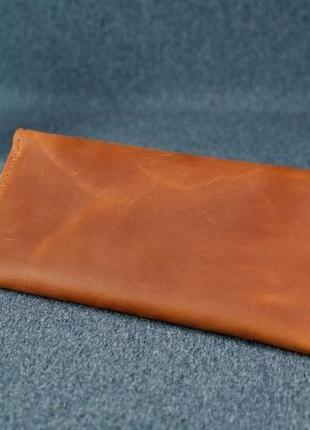 Жіночий шкіряний гаманець флай, вінтажна шкіра, колір коньяк4 фото