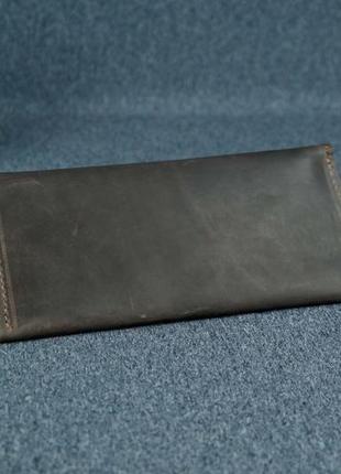 Жіночий шкіряний гаманець флай, вінтажна шкіра, колір шоколад4 фото