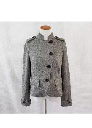 Пальто gapmilitary style tweed wool coat black white med1 фото