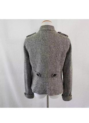 Пальто gapmilitary style tweed wool coat black white med5 фото