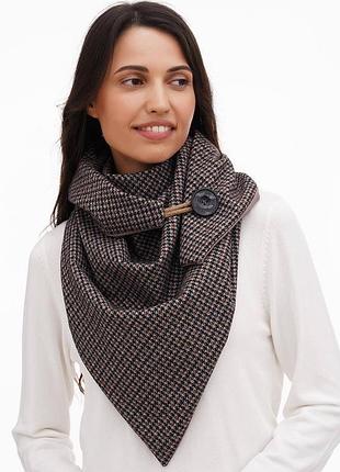 Шарф my scarf  двосторонній,гусяча лапка темно-бежевий кежуал віскоза, трикотаж