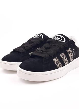 Жіночі кросівки adidas campus 00s black leopard / адідас кампус чорні леопардові лампаси / жіноче демісезонне взуття9 фото