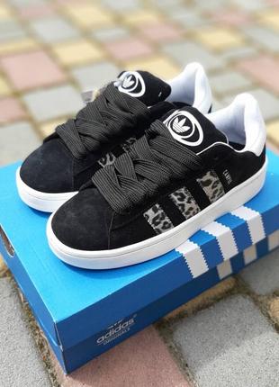 Жіночі кросівки adidas campus 00s black leopard / адідас кампус чорні леопардові лампаси / жіноче демісезонне взуття3 фото