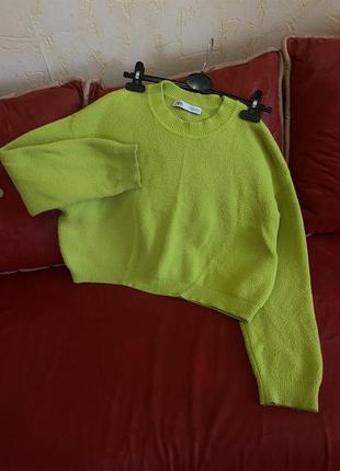 Укороченный вязаный свитер zara soft джемпер7 фото