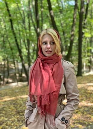 Шарф my scarf однотонний кораловий кежуал бавовна9 фото