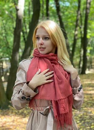 Шарф my scarf однотонний кораловий кежуал бавовна7 фото