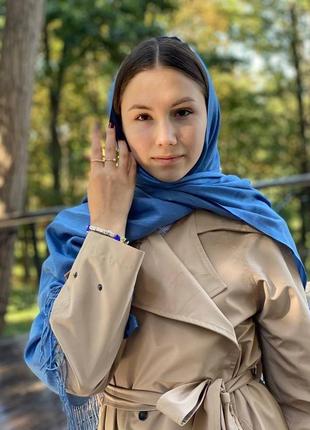 Шарф my scarf однотонний темно-синій кежуал бавовна