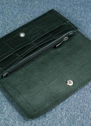 Жіночий шкіряний гаманець флай, італійський краст, відбиток №2, колір чорний3 фото