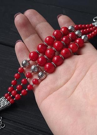 Комплект из натуральных кораллов бусы и браслет