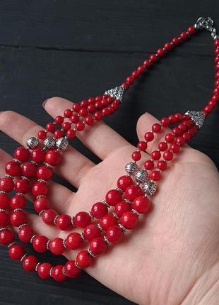 Комплект из натуральных кораллов бусы и браслет