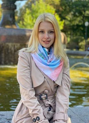 Хустка my scarf  "блакитна мрія", преміум коллекція, прикрашена амазонітом. подарункова коробочка