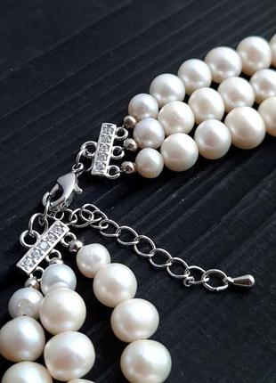 Роскошная классика бусы из натурального жемчуга с цирконами