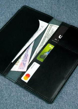 Шкіряний гаманець клатч лонг тревел, італійський краст, колір чорний2 фото