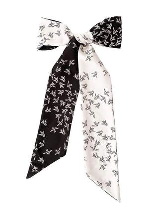 Авторський стильний твіллі з чорно-білим  "ластівки"двостороннім принтом від my scarf4 фото