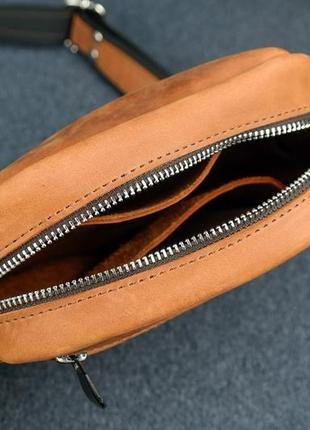 Кожаная мужская сумка "джек", винтажная кожа, цвет коньяк5 фото