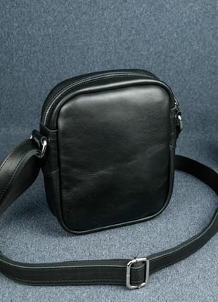 Шкіряна чоловіча сумка "джек", шкіра з лицьовим покриттям, колір чорний