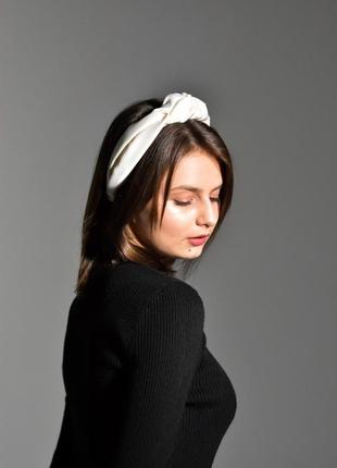 Обруч для волосся myscarf білий one size атлас з вузлом вгорі