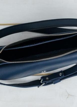 Кожаная женская сумочка "уголок", кожа итальянский краст, цвет синий6 фото