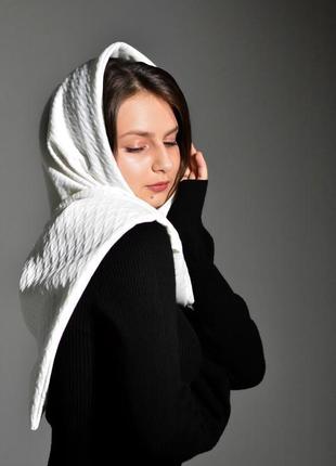 Шарф трикутник на кільцях чорно-білий двосторонній від бренду myscarf3 фото