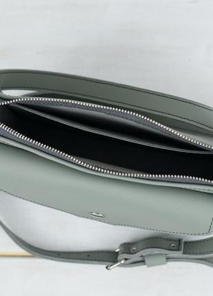 Кожаная женская сумочка "уголок", кожа grand, цвет серый6 фото