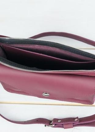 Кожаная женская сумочка "уголок", кожа grand, цвет бордо6 фото