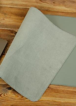 Шкірянний бювар, підкладка на стіл 375 х 600 мм, натуральна шкіра grand, колір сірий4 фото